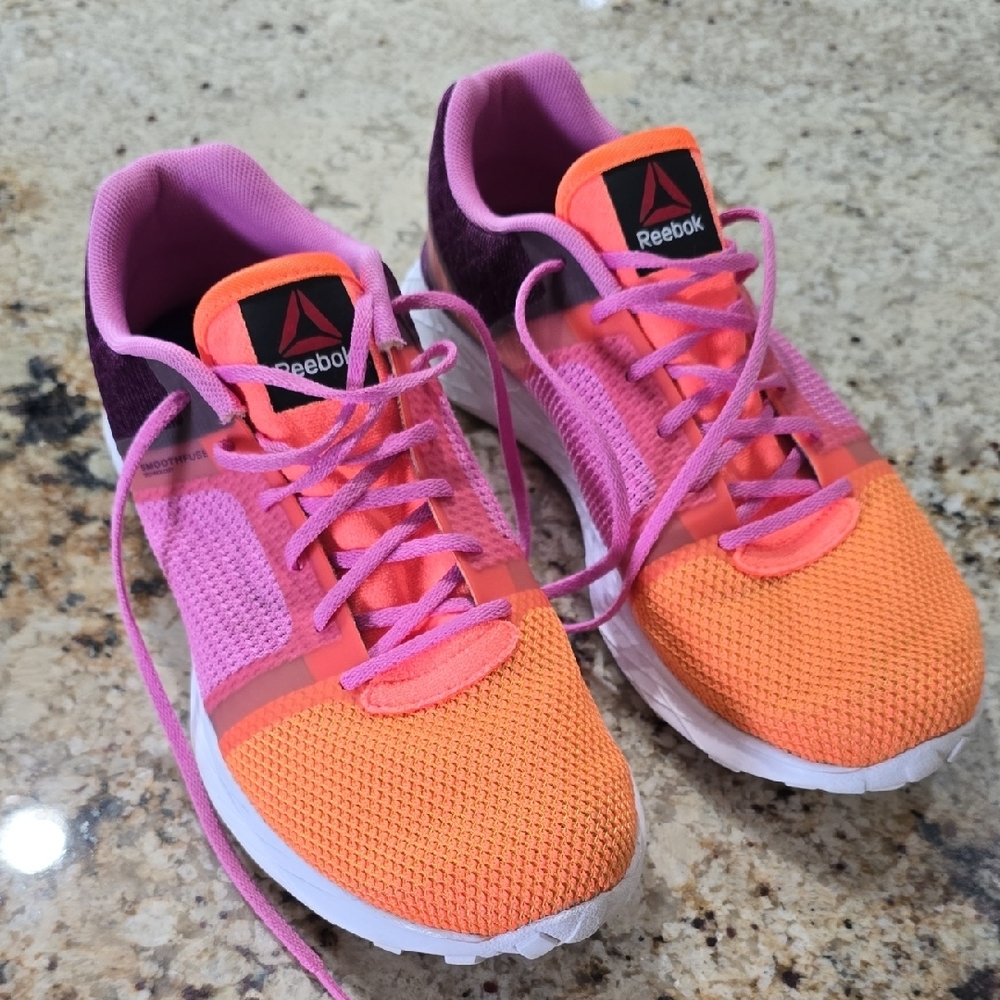 Reebok Pink and Orange Sneakers with Breathable Mesh